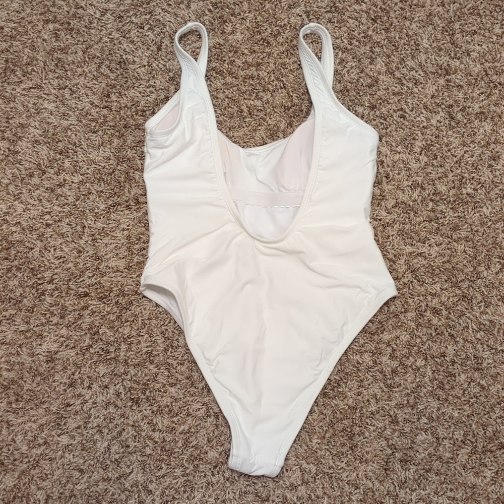 Lulu's Dive Into Romance white bride one piece low scoop back swimsuit - Picture 13 of 15